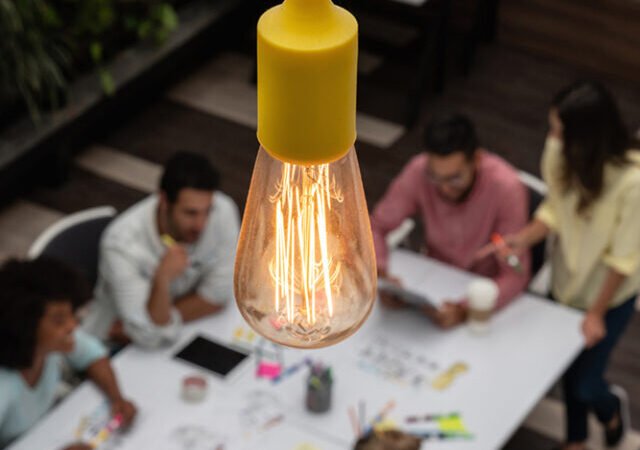 Light bulb at a creative office Light bulb at a creative office