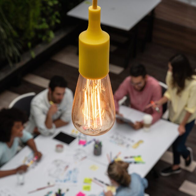 Light bulb at a creative office Light bulb at a creative office